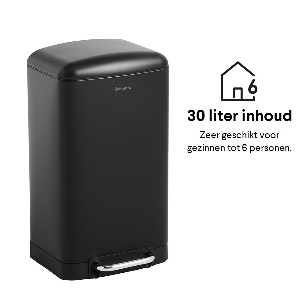Fexby 30 liter 1 vak - Zwart - Homra prullenbakken | #1 in & Afvalscheiding | Nederlandse kwaliteit