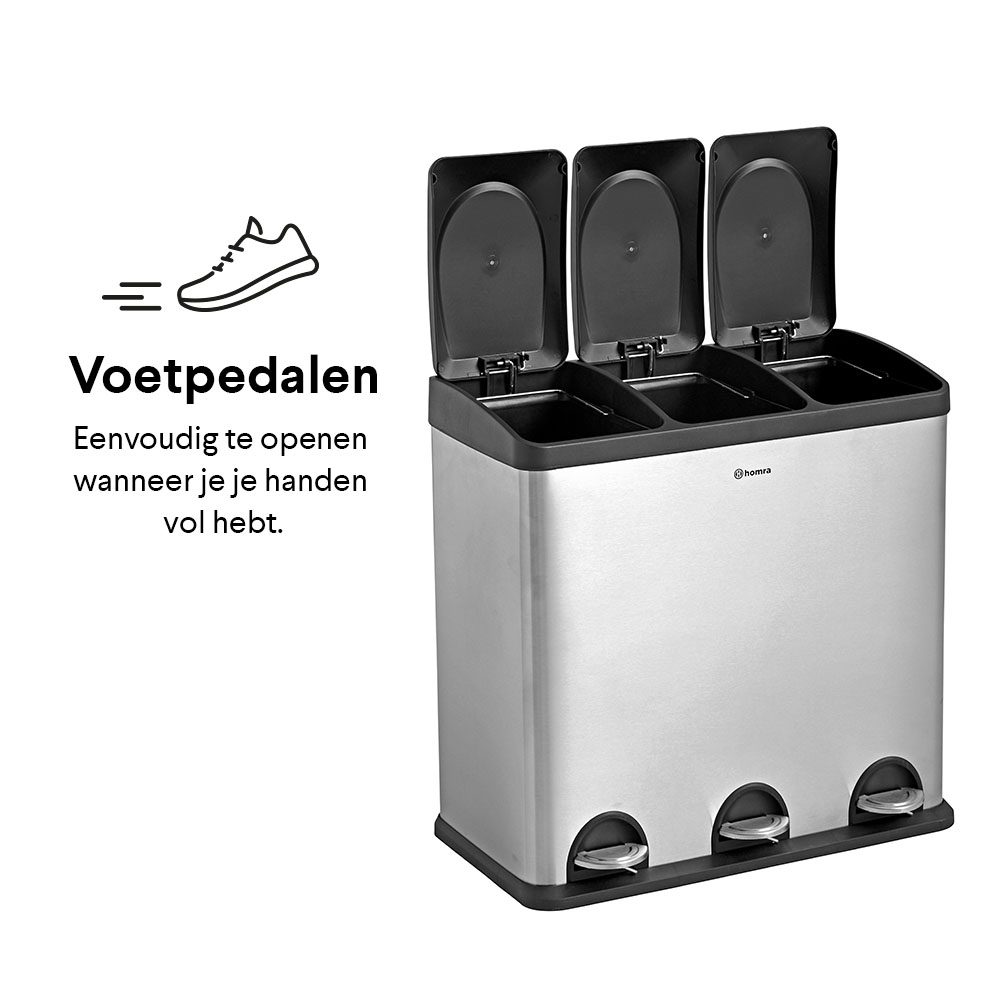 Medewerker stroomkring salade Maxer 60 liter 3 vakken - RVS - Homra prullenbakken | #1 in Sensor &  Afvalscheiding | Nederlandse kwaliteit