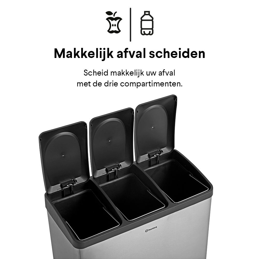 Wie musicus Varken Stephs 3x20L - RVS - Homra prullenbakken | #1 in Sensor & Afvalscheiding |  Nederlandse kwaliteit